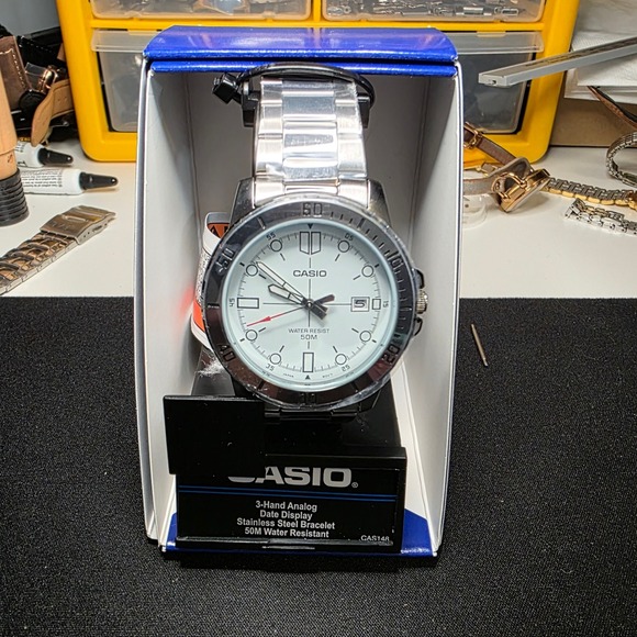 Casio MTPVD01D-7EV Watch Mens OS Silver White Analog Date Sport